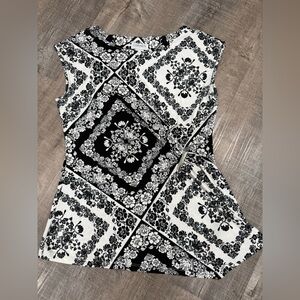 Carmen Monochrome Floral Pattern Blouse